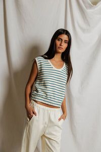 teal navy stripe
